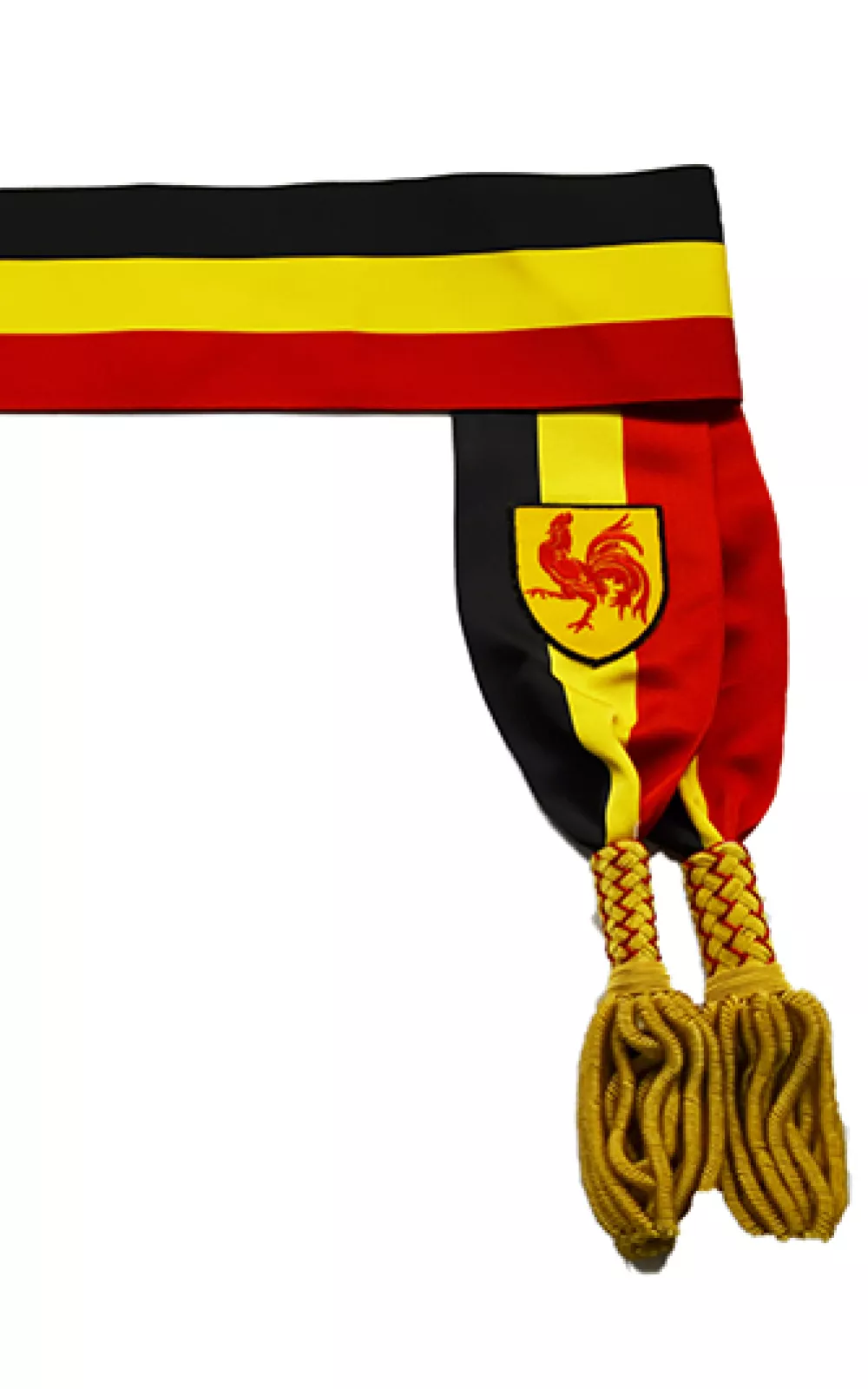 with metallic golden tassels with municipal shield