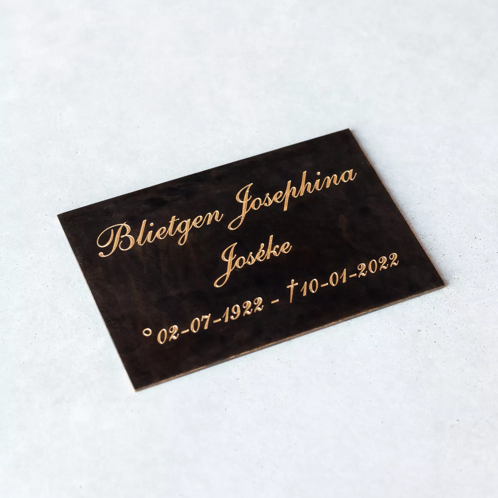 Brass patinated commemorative plaque