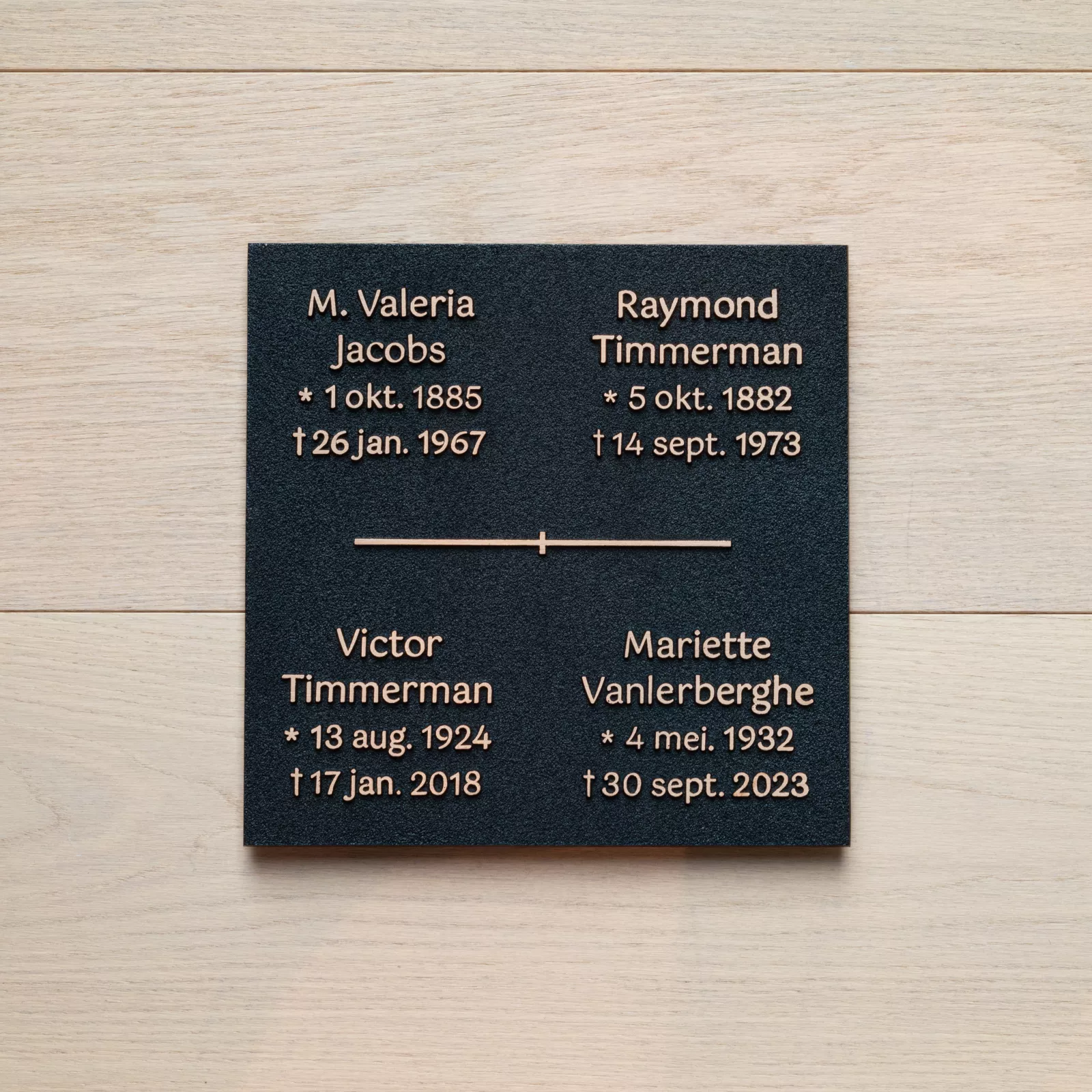 Plaque en bronze coulé pour le défunt et le columbarium